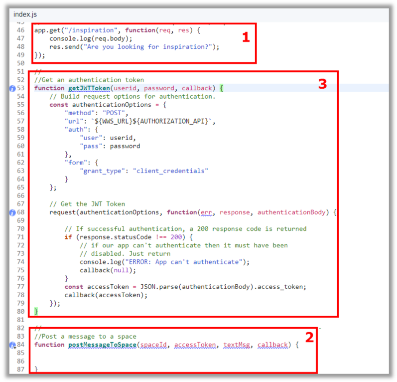 Changing Index.js code