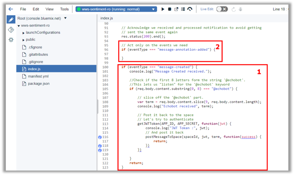 Changing Index.js code