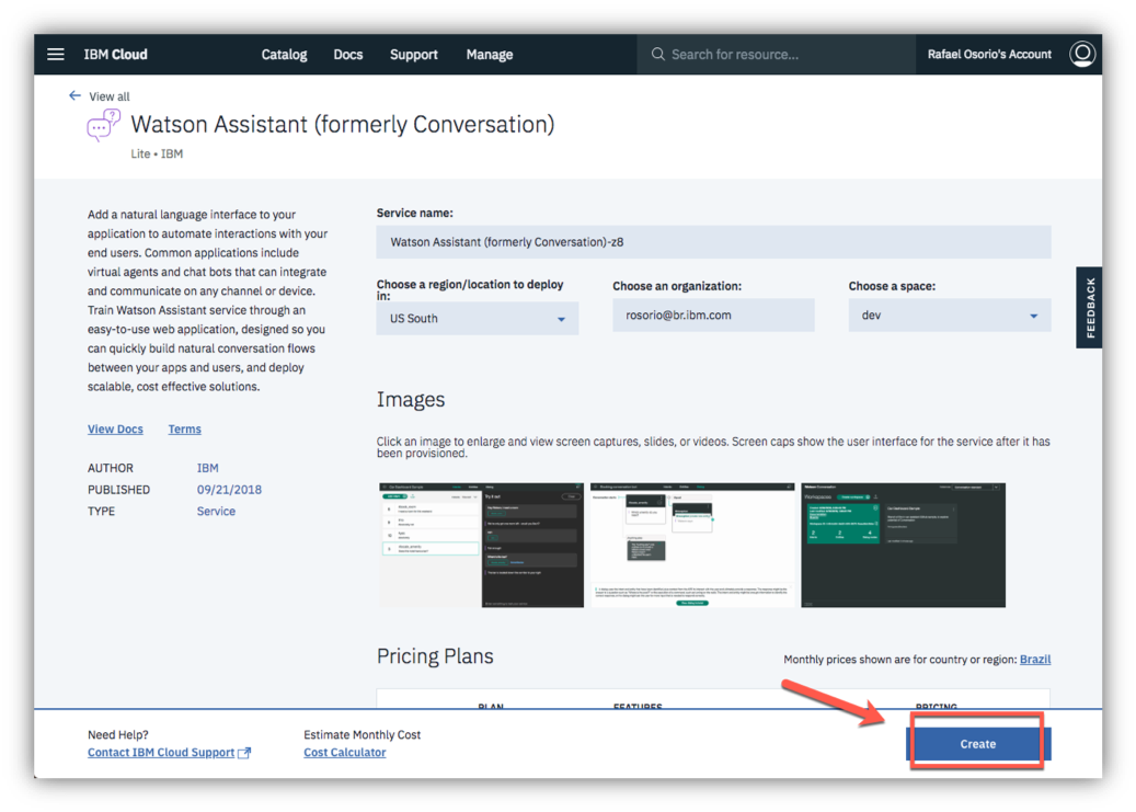 Create Watson Assistant